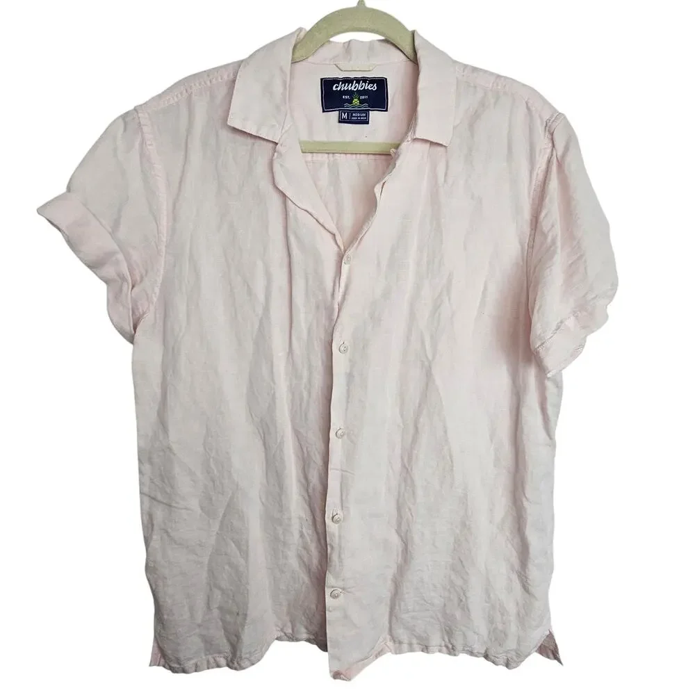 Chubbies Mens Linen Shirt M Resortwear Tropical Hawaiian Beach Vacation Summer